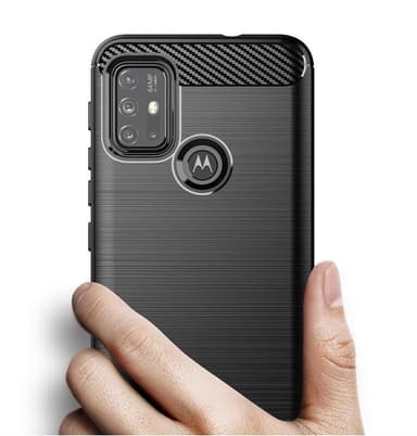 SKALO Moto G30 Armor Carbon Stöttåligt TPU-skal - Grå