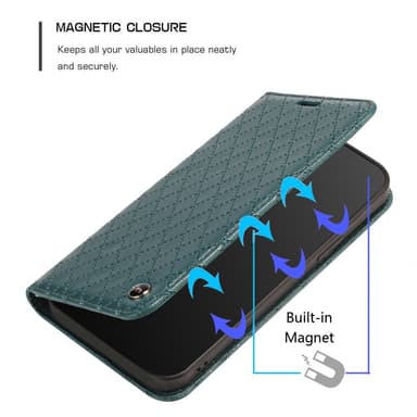 SKALO Xiaomi Redmi 10C Romb Litchi Plånbok - Grön