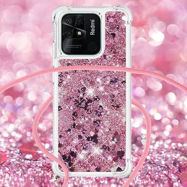 SKALO Xiaomi Redmi 10C Kvicksand Glitter Mobilhalsband - Roséguld