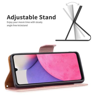 SKALO Samsung A33 5G Premium Litchi Plånbok - Roséguld