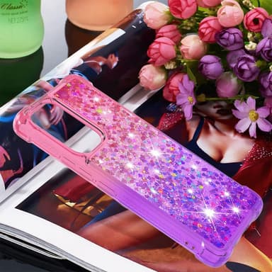 SKALO Samsung A53 5G Kvicksand Glitter Hjärtan TPU-skal - Rosa-Lila