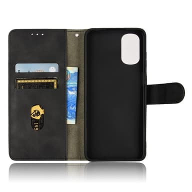 SKALO Motorola Moto E32/E32s Matt PU-Läder Plånboksfodral - Svart