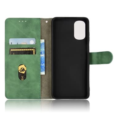 SKALO Motorola Moto E32/E32s Matt PU-Läder Plånboksfodral - Grön