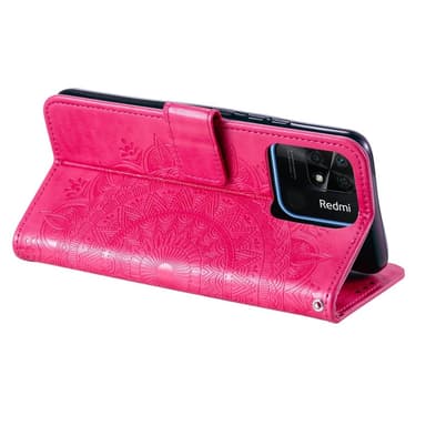 SKALO Xiaomi Redmi 10C Mandala Plånboksfodral - Cerise