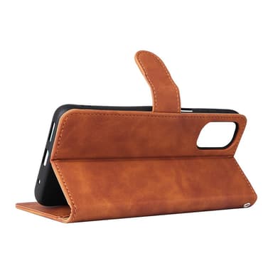 SKALO Motorola Moto G22 Matt PU-Läder Plånboksfodral - Brun