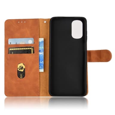 SKALO Motorola Moto E32/E32s Matt PU-Läder Plånboksfodral - Brun