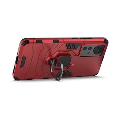 SKALO Xiaomi 12 Armor Hybrid Metallring skal - Röd