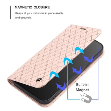 SKALO Xiaomi Redmi 10C Romb Litchi Plånbok - Roséguld