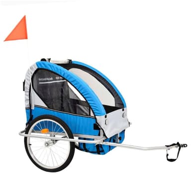 vidaXL 2-i-1 Barncykelvagn & gåvagn blå och grå