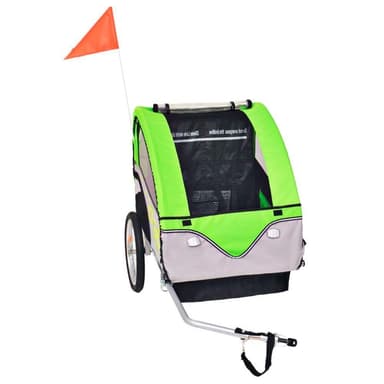 vidaXL Cykelvagn för barn grå och grön 30 kg