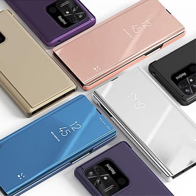 SKALO Xiaomi Redmi 10C Clear View Spegel fodral - Blå