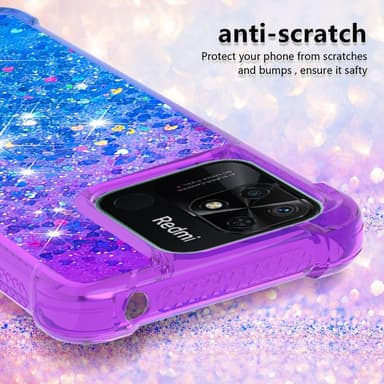 SKALO Xiaomi Redmi 10C Kvicksand Glitter Hjärtan TPU-skal - Lila-Blå
