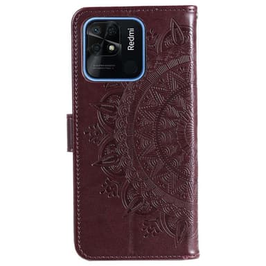 SKALO Xiaomi Redmi 10C Mandala Plånboksfodral - Mörkbrun