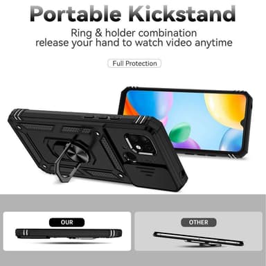 SKALO Xiaomi Redmi 10C Armor Hybrid Metallring Kameraslider - Svart