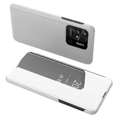 SKALO Xiaomi Redmi 10C Clear View Spegel fodral - Silver