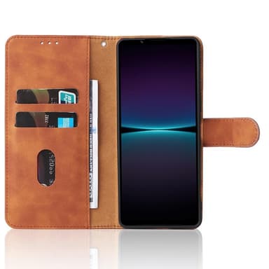 SKALO Sony Xperia 1 IV Matt PU-Läder Plånboksfodral - Brun