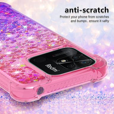 SKALO Xiaomi Redmi 10C Kvicksand Glitter Hjärtan TPU-skal - Rosa-Lila