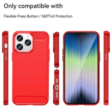 SKALO iPhone 14 Pro Armor Carbon Stöttåligt TPU-skal - Röd