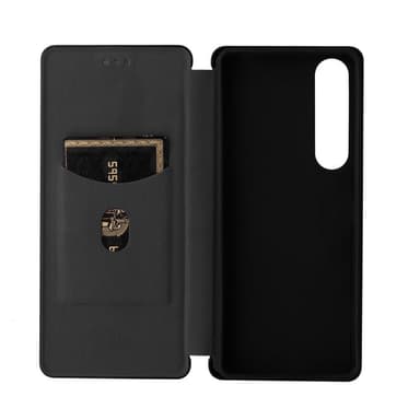 SKALO Sony Xperia 1 IV Carbon Fiber Plånboksfodral - Svart