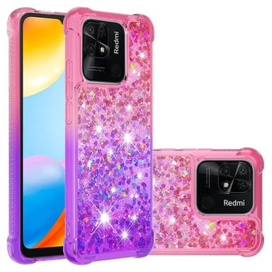 SKALO Xiaomi Redmi 10C Kvicksand Glitter Hjärtan TPU-skal - Rosa-Lila