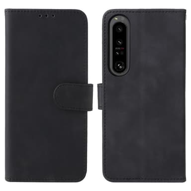 SKALO Sony Xperia 1 IV Matt PU-Läder Plånboksfodral - Svart