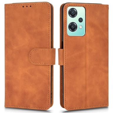 SKALO OnePlus Nord CE 2 Lite 5G Matt PU-Läder Plånboksfodral - Brun