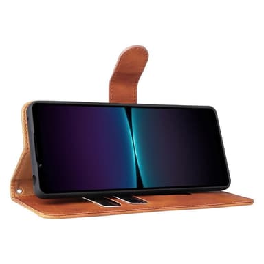 SKALO Sony Xperia 1 IV Matt PU-Läder Plånboksfodral - Brun