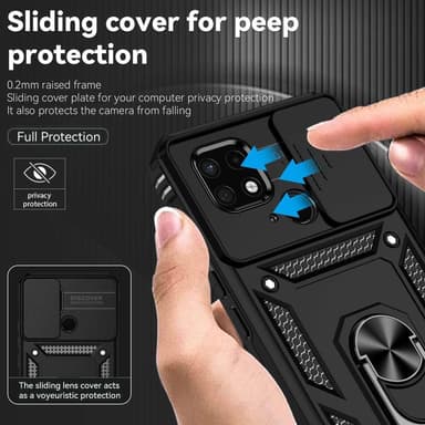 SKALO Xiaomi Redmi 10C Armor Hybrid Metallring Kameraslider - Svart