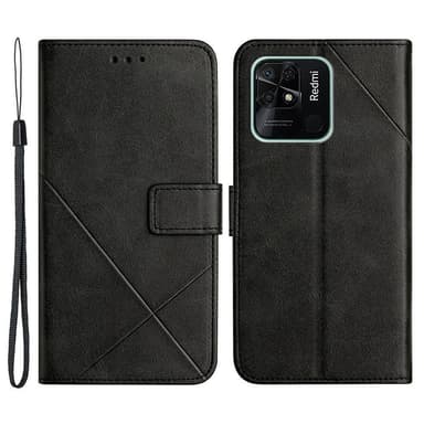 SKALO Xiaomi Redmi 10C Embossed Plånboksfodral i PU-Läder - Svart
