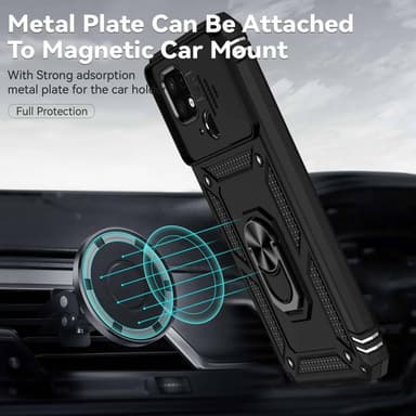 SKALO Xiaomi Redmi 10C Armor Hybrid Metallring Kameraslider - Svart