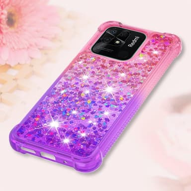 SKALO Xiaomi Redmi 10C Kvicksand Glitter Hjärtan TPU-skal - Rosa-Lila