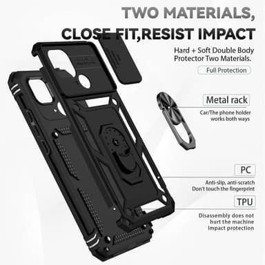SKALO Xiaomi Redmi 10C Armor Hybrid Metallring Kameraslider - Svart