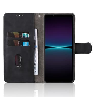 SKALO Sony Xperia 1 IV Matt PU-Läder Plånboksfodral - Svart