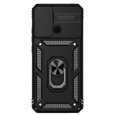 SKALO Xiaomi Redmi 10C Armor Hybrid Metallring Kameraslider - Svart