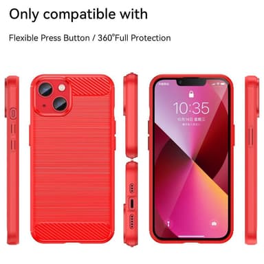 SKALO iPhone 14 Armor Carbon Stöttåligt TPU-skal - Röd