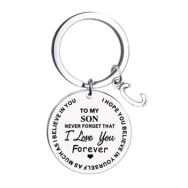 Nyckelring present till min son bokstaven C Silver