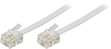 deltaco Modular cable, 6P4C(RJ11) to 6P4C(RJ11), 10m, white