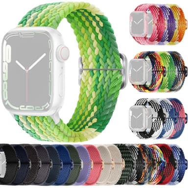 SKALO Flätat tygarmband Apple Watch 42/44/45/49mm - Grön-Limegrön