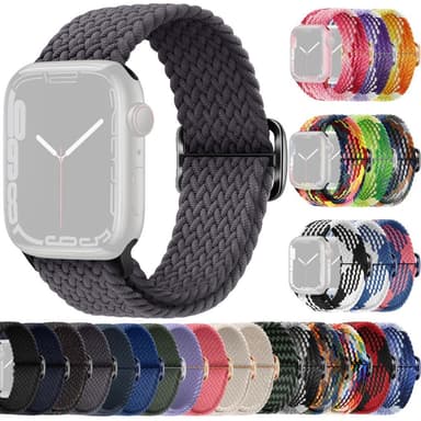 SKALO Flätat tygarmband Apple Watch 38/40/41mm - Mörkgrå
