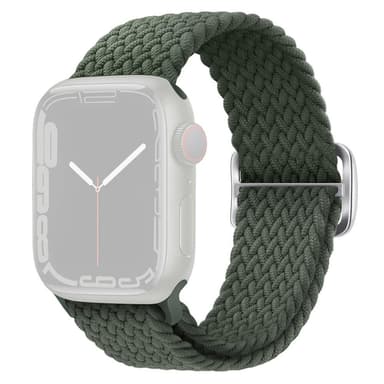 SKALO Flätat tygarmband Apple Watch 42/44/45/49mm - Mörkgrön