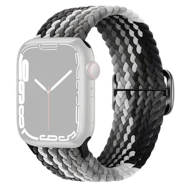 SKALO Flätat tygarmband Apple Watch 42/44/45/49mm - Grå-Svart