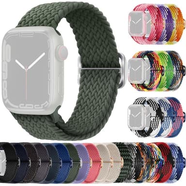 SKALO Flätat tygarmband Apple Watch 42/44/45/49mm - Mörkgrön