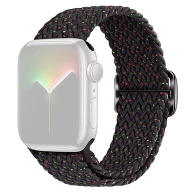 SKALO Flätat tygarmband Apple Watch 42/44/45/49mm - Svart-Prickar