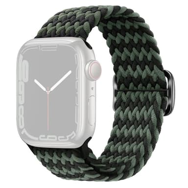 SKALO Flätat tygarmband Apple Watch 38/40/41mm - Grön-Svart