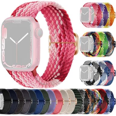 SKALO Flätat tygarmband Apple Watch 38/40/41mm - Rosa-Röd