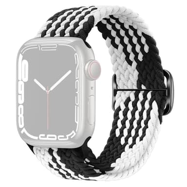 SKALO Flätat tygarmband Apple Watch 38/40/41mm - Vit-Svart