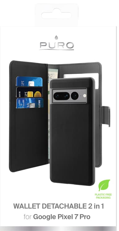 Puro 2-i-1 Google Pixel 7 Pro plånboksfodral (svart)