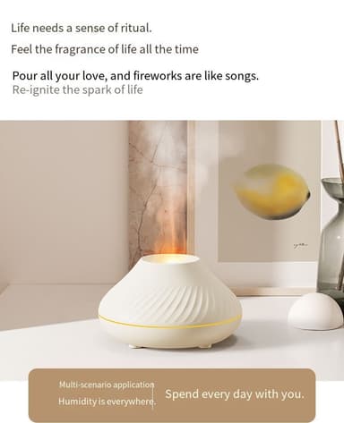 Flame Air Aroma Diffuser Luftfuktare Beige