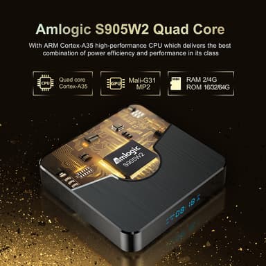 TV Box Android 11.0 S905W2 USB 2.0 Ultra HD 4K 2.4G BT Svart