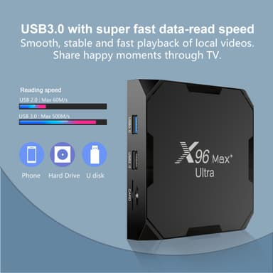 X96 Max Ultra TV Box Android 11.0 2.4G/5G Svart 4 GB+64 GB